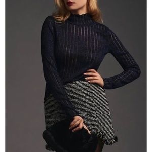 | Anthropologie | Pilcro Semi Sheer Metallic Turtleneck